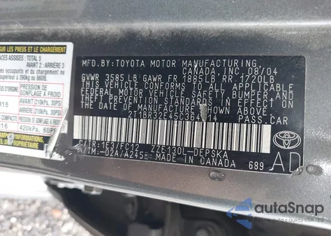 2005 Toyota Corolla S из США, поврежденный, VIN 2T1BR32E45C364914